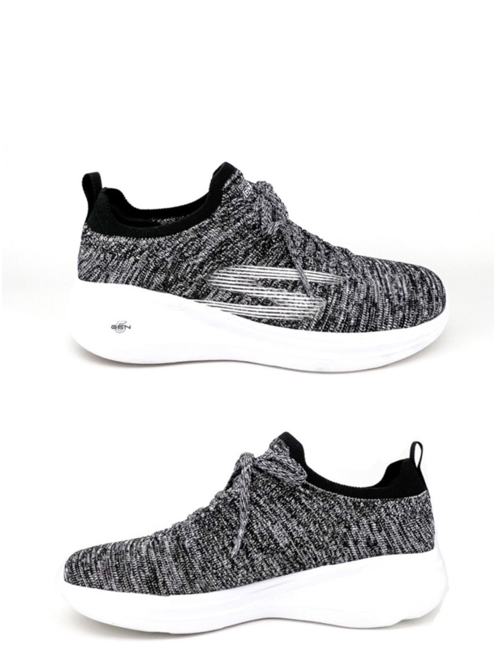 Skechers Sneakers GOrun Fast Shoes Running Women’s Sz 6 Black White Slip-on EUC